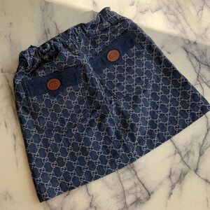 Gucci Girls Blue Monogram Denim Skirt 10